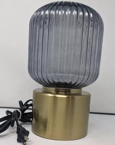 Ikea SOLKLINT Table Lamp Modern Brass/Gray Clear Glass 11" EUC Works! - Picture 4 of 10