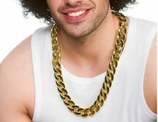 X-Large CHUNKY GOLD CHAIN Rapper Necklace Gangster Fancy Dress Accessory 68cm
