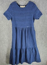 Ace & Jig Womens Medium Blue Crew Neck Long Dress 100% Cotton READ