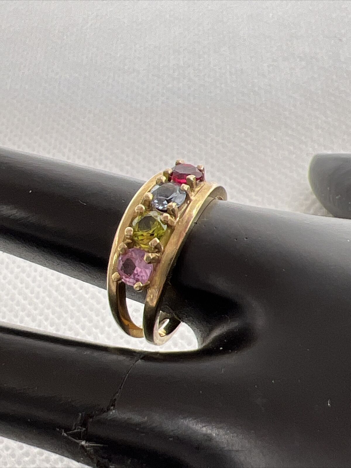 Solid 10K Yellow Gold Created Ruby & Sapphire Mul… - image 7