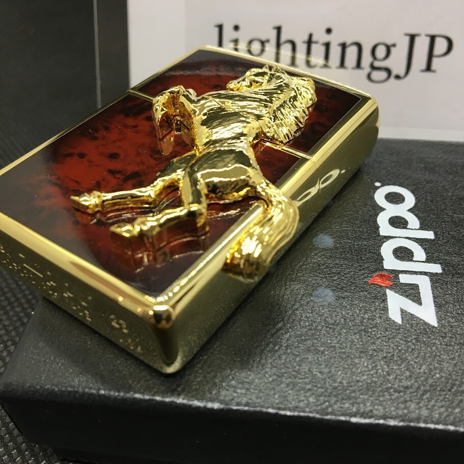 Zippo Winning Whinny Grand Crown Horse Metal Gold Red Marble Zippo Winning Whinny Grand Crown Horse Metal Gold Red Marble