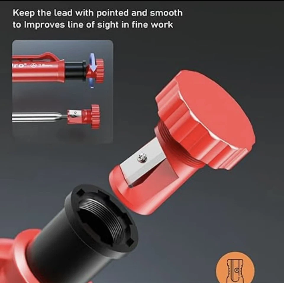 5Pcs Mechanical Carpenter Pencil, 36 Pcs Refills Needle Nose & Box - Image 3 of 4