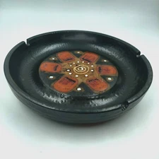 Vintage Otagiri Ashtray Stoneware Ceramic 6" Round Made Japan Home Decoration