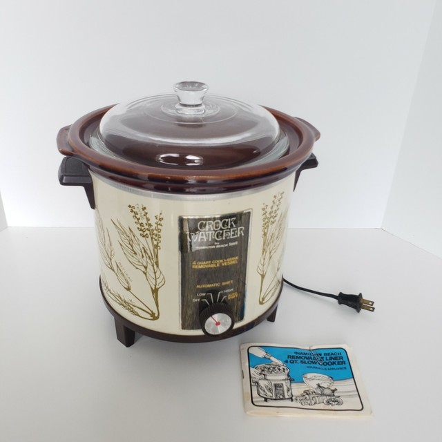 Vintage HAMILTON BEACH 4 QT Scovill CROCK WATCHER Slow Cooker POT Model