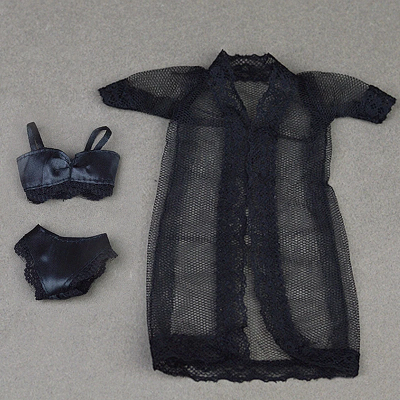 Doll Accessories Black Pajamas Lingerie Bra + Underwear Clothes For 11.5" Doll - Image 2 of 4