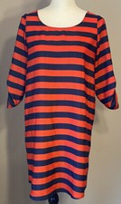 Gap Striped Dress Size S Red/Blue Poly Blend 3/4 Sleeves No Belt Lightweight