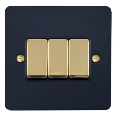 G&H FRB303-PB flache Platte blau 3 Gang 1 oder 2 Wege Wipplichtschalter