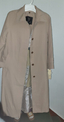 Beige Chinese Branded Women Long Trench coat with removable inner layer
