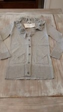 Eliane et Lena New Designer Girls long grey thin cardigan 4yrs Rrp£46.99 BNWT
