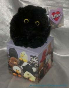 NEW Puffkins Plush Beanie Mini Fluffy Shadow Black Kitty Cat Golden Eyes w/Box | eBay