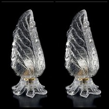 Abatjour lampade da comodino in coppia Vetro di Murano cristallo e oro Sylcom