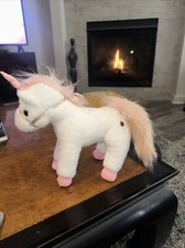 White Pink Sparkles Unicorn Plush Stuffed 13" FAO Schwarz
