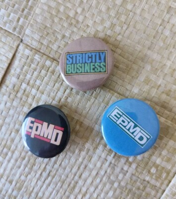 EPMD Rap Hip Hop 3 x 25mm button badges, inc 'Strictly Business' logo.
