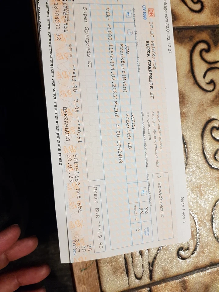 IC/CE tickets 3 verschiedenen Fahrkarten Deutschland nach Italy 14.02.2023 - Bild 3 von 3