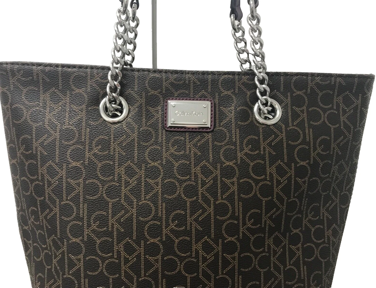 Calvin klein monogram chainlink tote bag hot sale