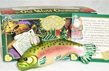 NWT OLD WORLD CHRISTMAS "GONE FISHIN" RAINBOW TROUT BLOWN GLASS ORNAMENT