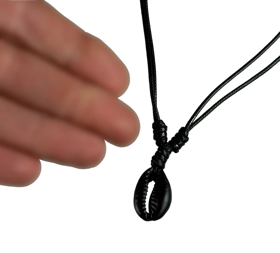 Collana Ciprea Girocollo Nero - Gioielli Cauri Conchiglia - Regolabile #4774 - Immagine 4 di 4