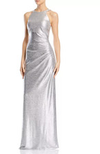 avery g one shoulder ruffle gown