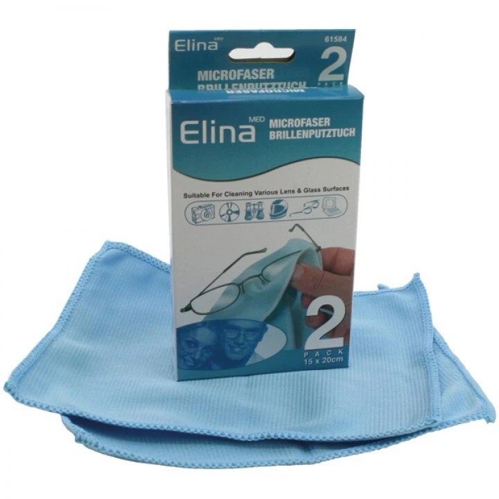ELINA MED Elina Brillenputztücher 2stk Microfaser 20x15cm Putztücher Brillentücher