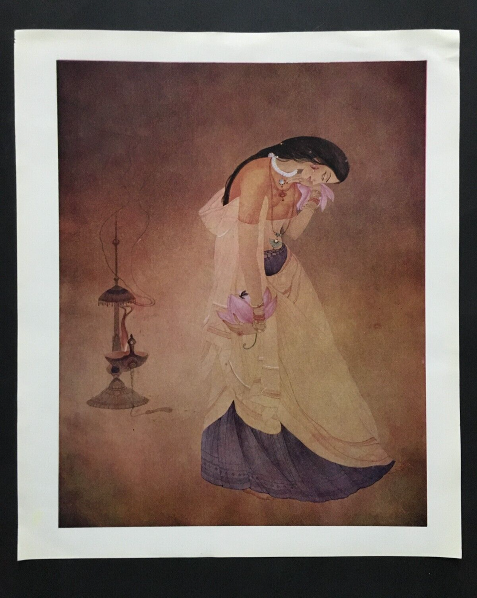 India Vintage 50's Print of A.R. CHUGHTAI PAINTING 10.50in x 12.50