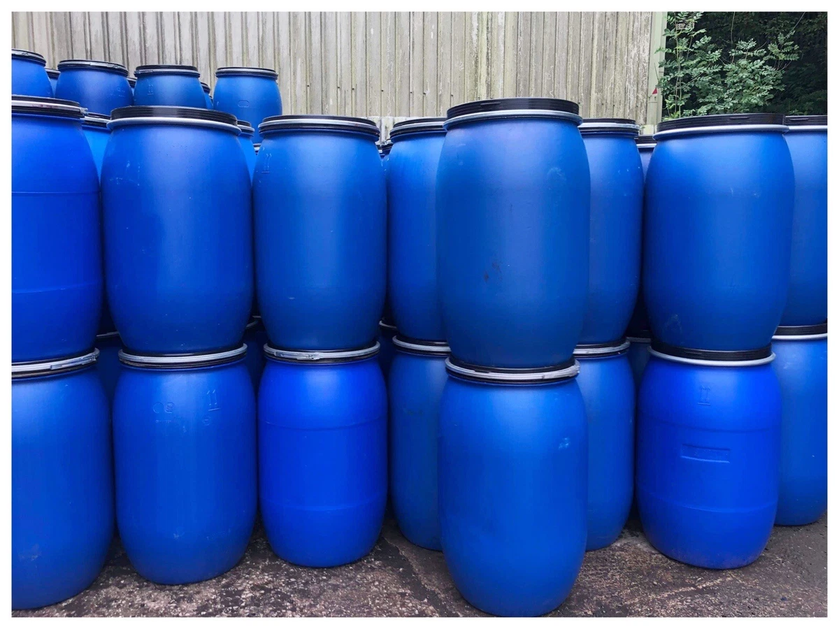 Blue plastic barrels outlet