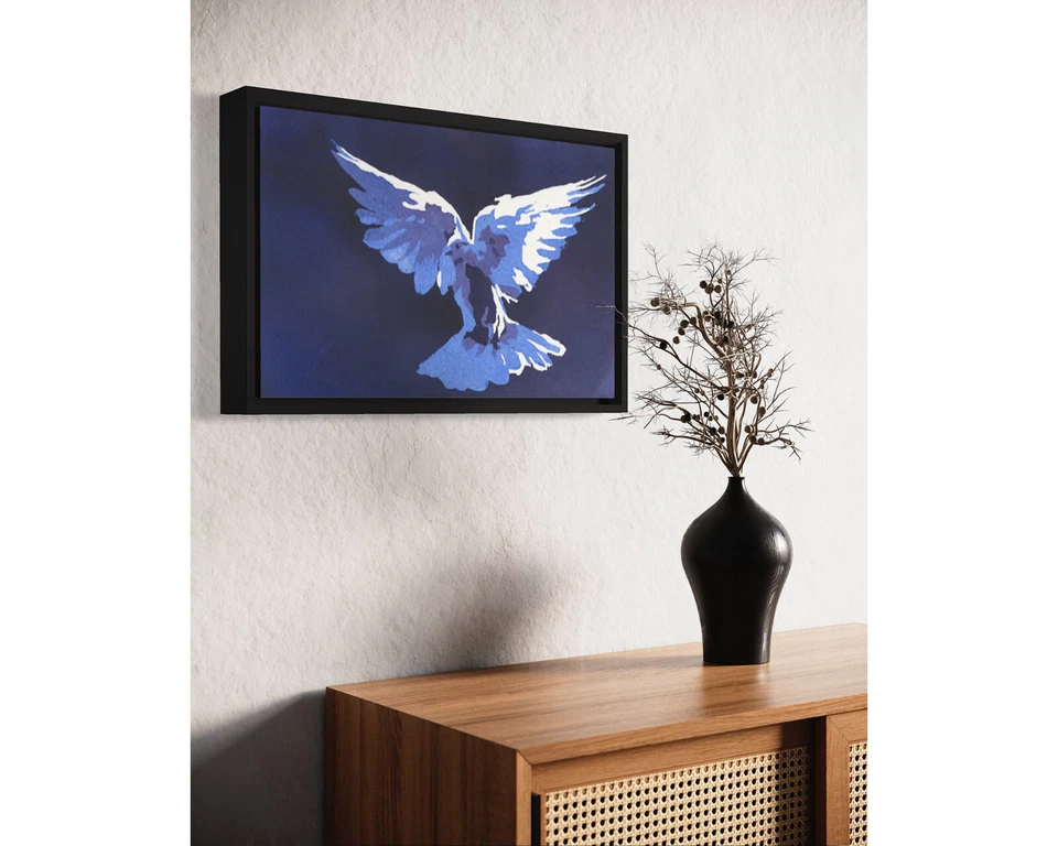 Colorful watercolor painting dove trendy wall art blue art handmade art (print) - Image 4 of 4