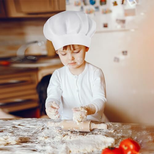 Chef Hat for Kids Adjustable White Chef Hats Elastic Cotton Cooking Cap - Bild 6 von 7