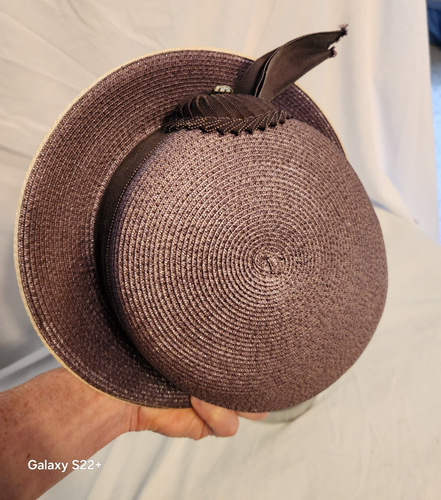 Vintage Modern Ladies Taupe/Brown Color Hat with Band and Bow Decor - Picture 5 of 5