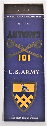 1932-1941 US Army 101st Cavalry Matchbook Cover - Top Zustand - Bild 2 von 3