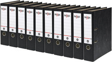 10 X A4 Lever Arch Files, Black, 500 Sheets Capacity, 75 Mm Spine Width, Strong
