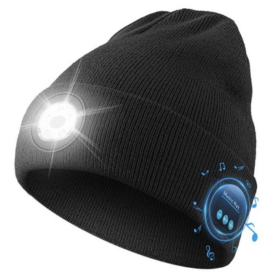 Bluetooth Beanie Light HD Stereo USB Rechargeable Headlamp Hiking Fishing