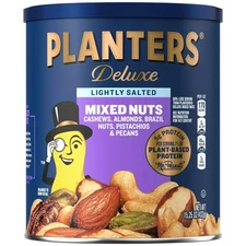 PLANTERS Deluxe Lightly Salted Mixed Nuts, Party Snacks, Plant-Based Protein 15.
