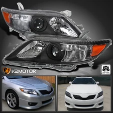 Black Fits 2010-2011 Toyota Camry Projector Headlights Assembly Lamps Left+Right