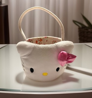 Hello Kitty Sanrio Easter Basket 2008 White Bucket Bow Cat Pink