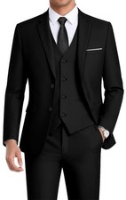 WEEN CHARM Men's 3-Piece Slim Fit Suit Set-2-Button Blazer,Vest  Pants-Forma...
