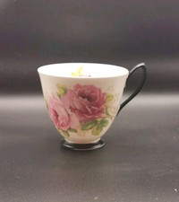 Vintage Royal Albert Pink Rose Black Handle Bone China Tea Cup