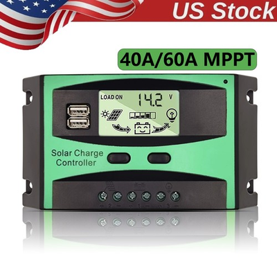 #ad 40A 60A Solar Charge Controller 12V 24V MPPT with LCD Display Auto Regulator US $8.99