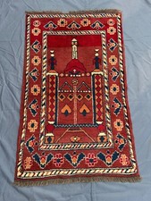 Vintage Turkman Prayer Rug 2'3 x 3'7 Hand Knotted Nomad Small Mat Carpet