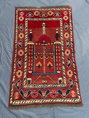 Vintage Turkman Prayer Rug 2'3 x 3'7   Hand Knotted Nomad Small Mat Carpet