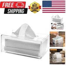 Stylish Rectangular Tissue Box Cover - Dustproof & Waterproof Acrylic Design