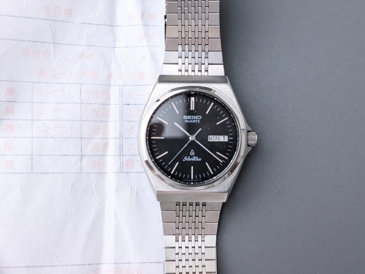 1981 Seiko Silver Wave 6433-7000 Black Dial Quartz Men's Watch