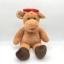 Build-A-Bear Workshop Holly Moose Plush Brown 16 Inch Stuffed Animal Red Bow