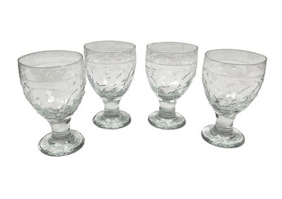 Set Of 4 Willow House 6'' Tall Tuscan Embossed Water Goblets | Drinking Glasses