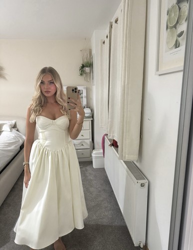 House Of CB Coco Vintage Ivory Satin Midi Dress - Bild 1 von 5