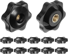 12Pcs Star Knobs M6 Female Thread 32Mm 6-Point Plastic Head Brass Insert through