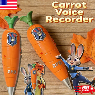Zootopia 2 Carrot Recorder Pen Judy & Nick Style 60s Mini Voice Recorder Toy