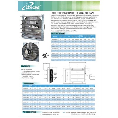10'' Wall Mounted Exhaust Fan - Variable Speed - 820 CFM