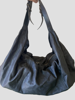 Vtg AllSaints Spitalfields ''Jacks Place'' Large Tote Bag - Black Leather RARE