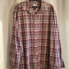 Jos A Bank Traveler Traditional Fit Men’s XL -Long Sleeve Shirt Red, Black Plaid