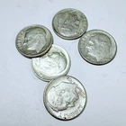 ROOSEVELT SILVER DIMES, LOT OF 5, 90% SILVER FREE SHIPPING #8818